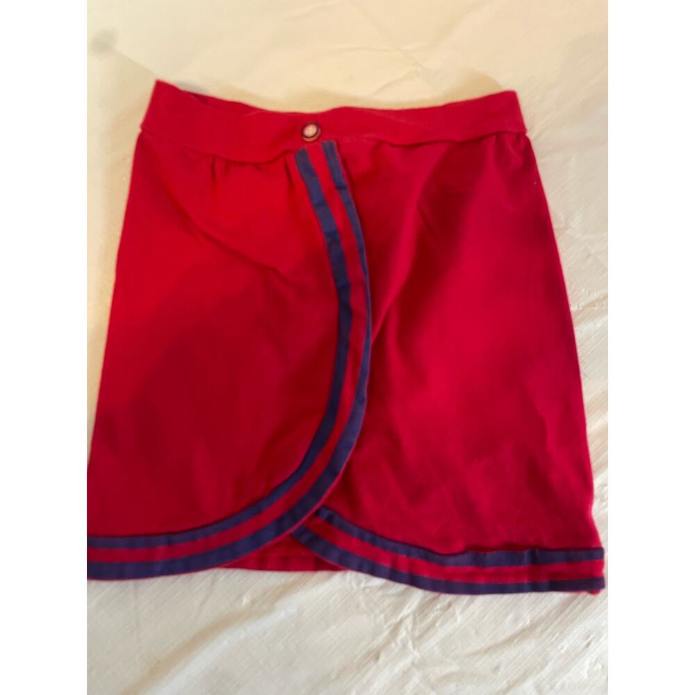 Girls Size 8 Red Stretch Navy Skirt Nautical EUC